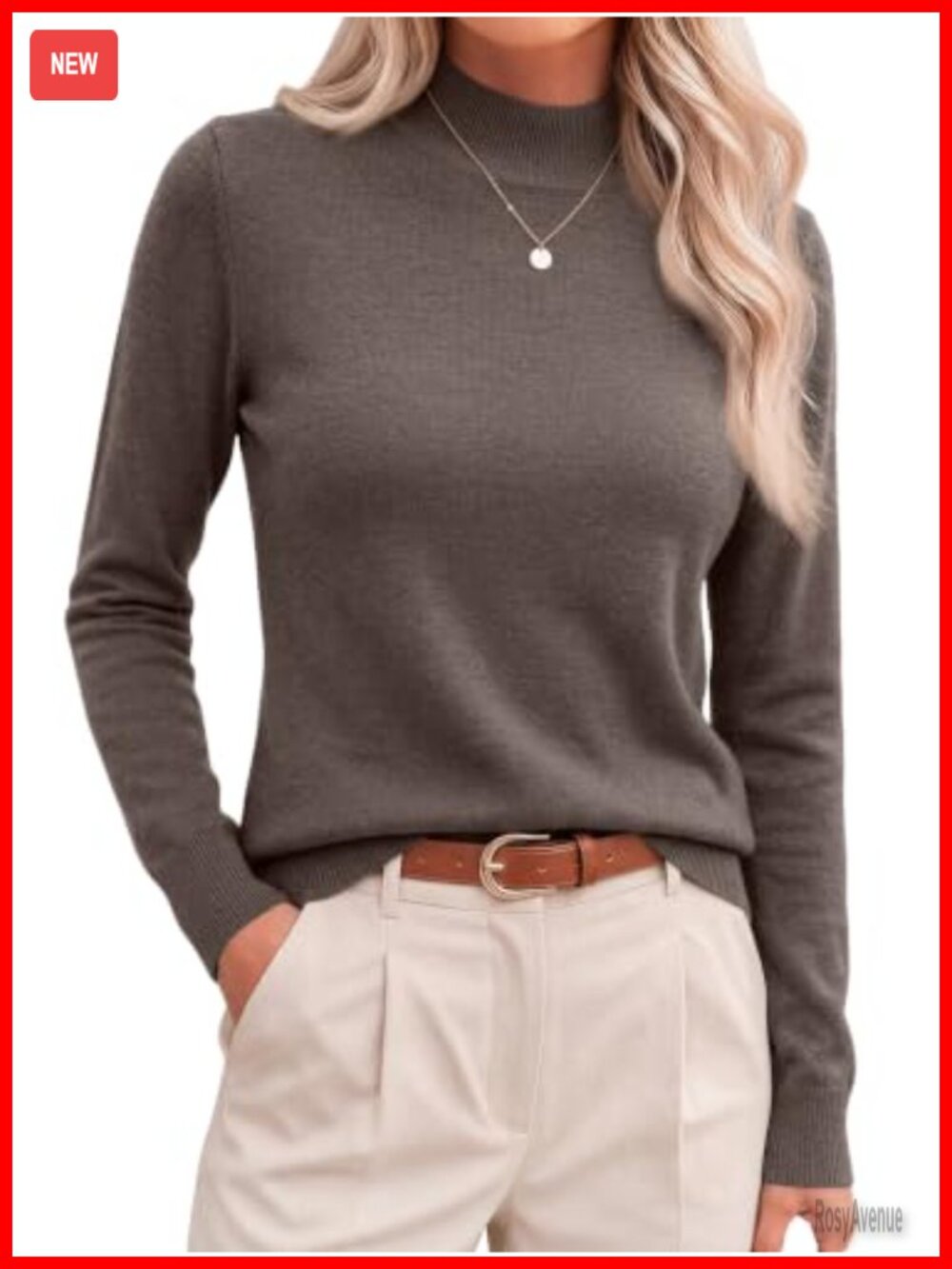 Merino Wool Blend Mock Neck Lightweight Pullover Sweater